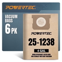 POWERTEC 6PK Stanley 25-1238/ Porter Cable PCX18301-4B, SL18301-3B 4 Gallon Vacuum Bags, Replacement Filter Bags for Stanley & Porter Cable (75051-P2)