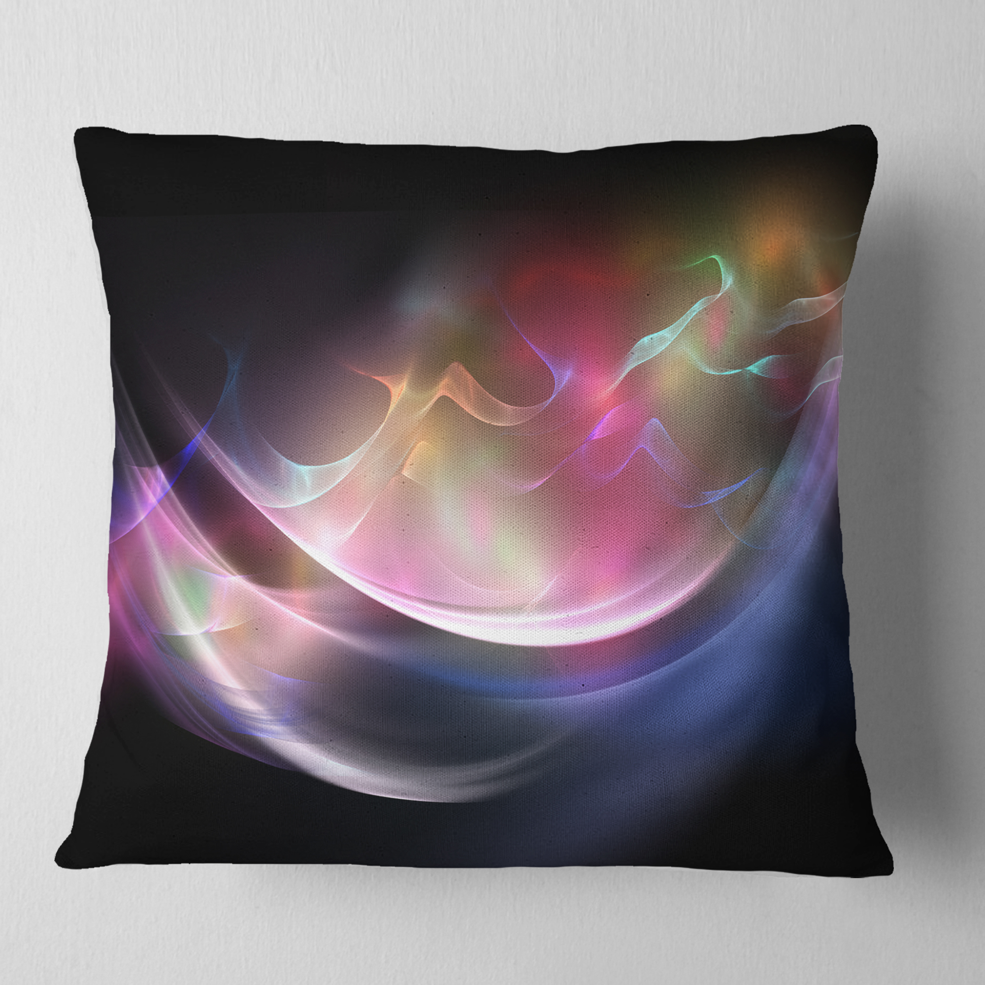 Designart 3D Pink Blue Glowing Light - Abstract Throw Pillow - 16x16