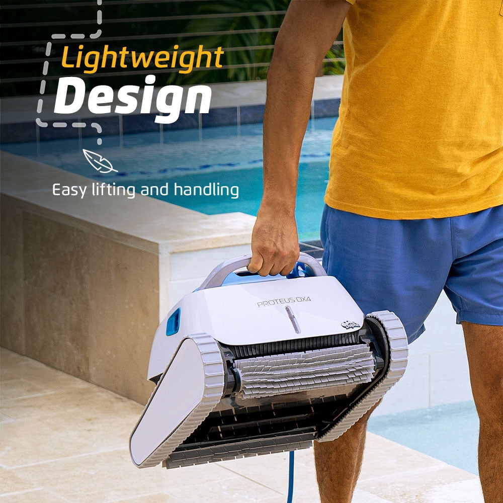 Restored Dolphin Proteus DX4 Automatic Robotic Pool Vacuum Cleaner, Wall Climbing, Waterline Scrubber Brush, Ideal for In-Ground Pool up to 50 FT in Length (Refurbished)