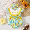 thumbnail image 2 of Baby Onesies Girl Baby Girl Strawberry Outfit Flutter Sleeve Strawberry Bow Smocked Romper Infant Baby Gingham Summer Clothes, 2 of 9