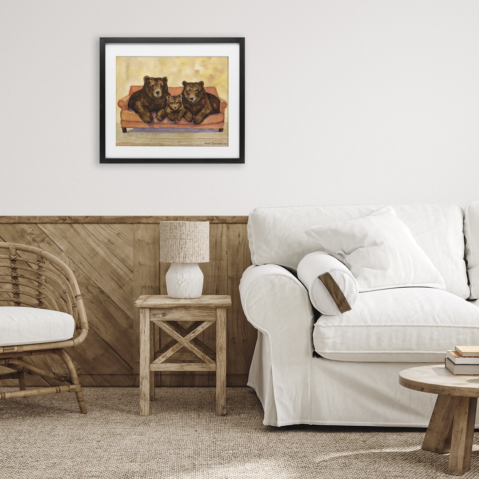 Stupell Industries Bear Family Trio Black Framed Print Under Glass, design by George Dyachenko