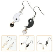 Tai Chi Earrings Dangler Ying Yang Gifts Stainless Steel Personality Fashion Black Drop Miss