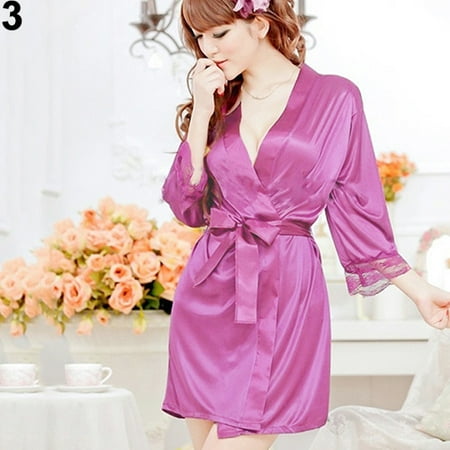 

YXGla Women Sexy Robe Dress Sleepwear Nightwear Open Front Belted Nightgown Pajamas