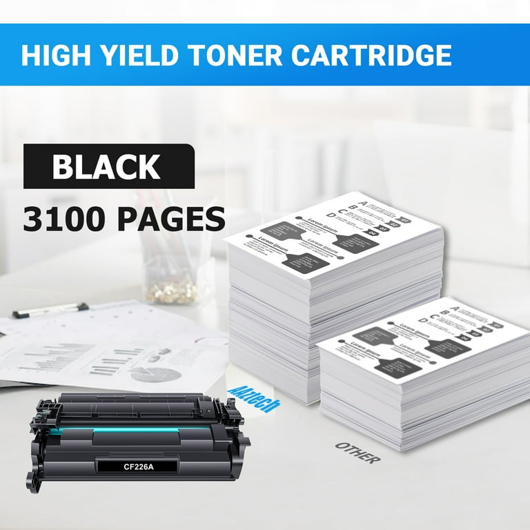 Office Printer Supplies 26A Black Toner Cartridge 2-Pack With Chip High Yield Replacement For HP 26A CF226A 3100 Page Toner Cartridge