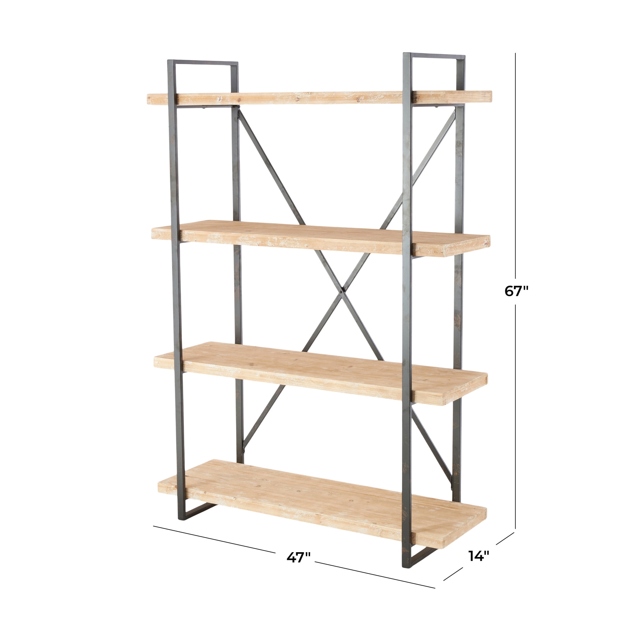 DecMode 47" x 67" Brown Wood 4-Tier Shelving Unit, 1-Piece