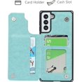 thumbnail image 3 of for Galaxy S21 Wallet Case with RFID Blocking Card Holder for Girls Women,Premium PU Leather Double Magnetic Buttons Stand Wrist Strap Case for Samsung Galaxy S21 5G 6.2 Inch,Heart Green, 3 of 16