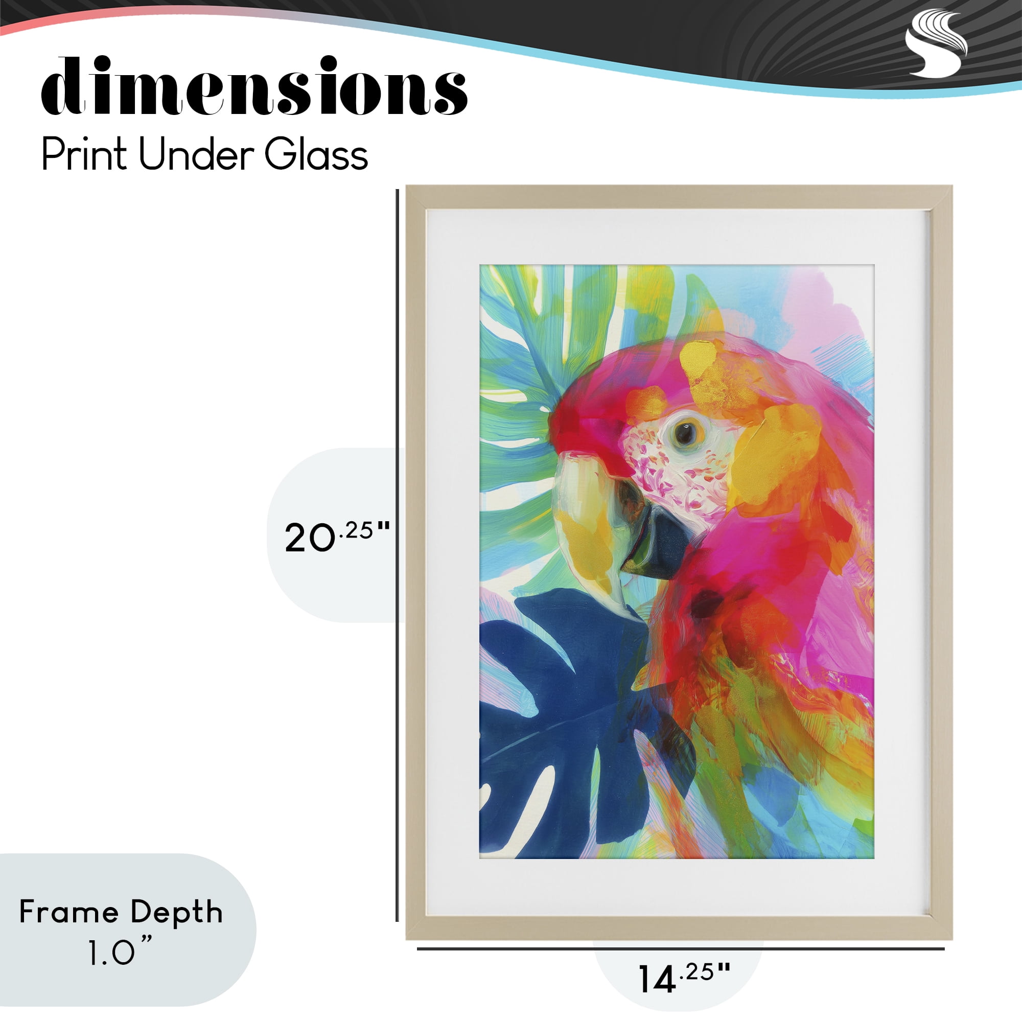 Stupell Industries Scarlet Macaw in Paradise Birch Framed Print Under Glass, design by Chromatic Storm Studio