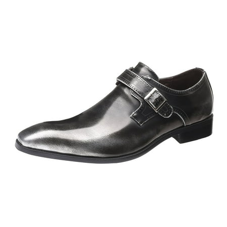 PLLFRLRT Black Dress Shoes Men Dress Black Shoes for Men Oxfords Slip on British Business Shoe Pointed Toe Formal Dress Shoes Leather Shoes(Grey 11)