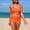 #221-Orange, variant on Women's Bikini Set Two Piece Swimsuit Modest Bathing Suit Petal Hollow V Neck Top Mid Rise Bottom