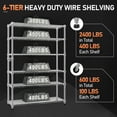 thumbnail image 3 of Ktaxon 6 Tier Wire Shelving with Wheels 2400LBS Capacity,  Heavy Duty Storage Rack for Home Garage, 46"W x 18"D x 82"H Adjustable Shelves, Silver, 3 of 14