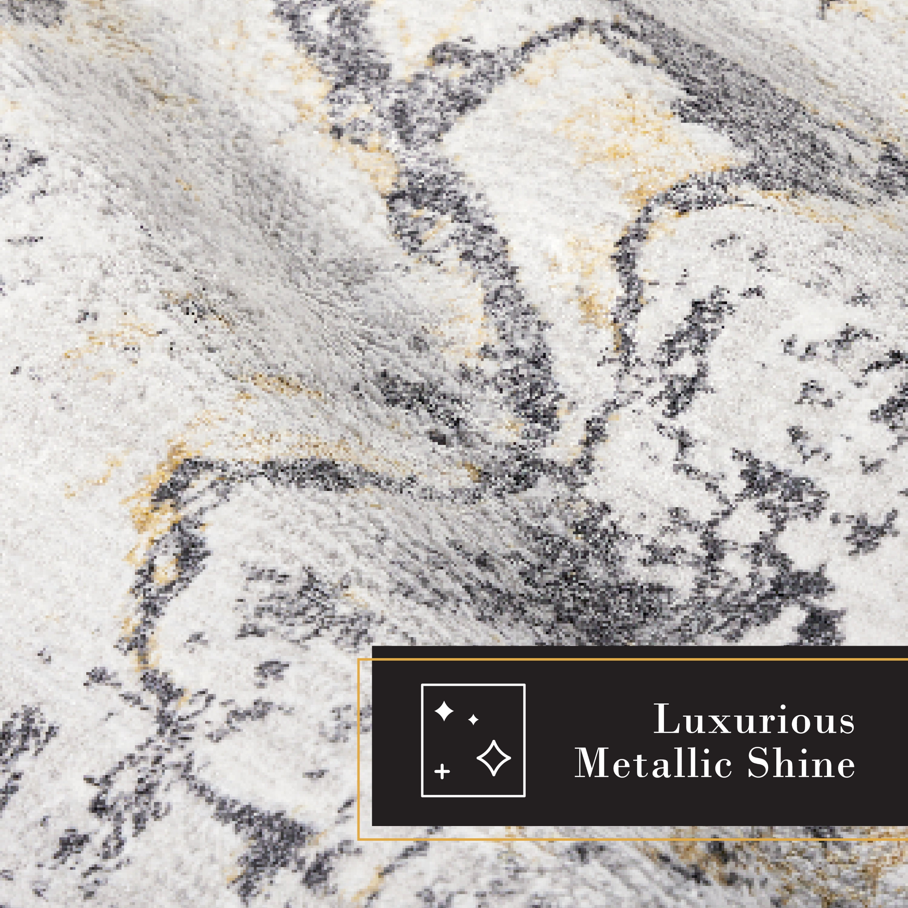TOWN & COUNTRY LUXE Opaline Bold Marble Runner Area Rug with Glam Metallic Ribbed Texture Pile, Charcoal Grey, 1'9"x7'2"