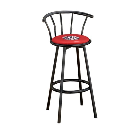 The Furniture King Bar Stool Black Metal with a Game Room Themed Decal (Poker - Red)