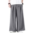 thumbnail image 2 of Lumtrix Mens Cotton Linen Pants Wide Leg Baggy Pants Elastic Waist Casual Summer Beach Palazzo Trousers with Pockets Light Gray XL, 2 of 4