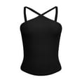 thumbnail image 4 of Womens Summer Tops Blouse Bodysuit Bra Active Crop Tops for Women Camisole Camisole Women Dressy Apparel Shirt Athletic Top for All Bodysuit Shirt Dressy High Neck Ladies Fashion Sexy Black M, 4 of 5