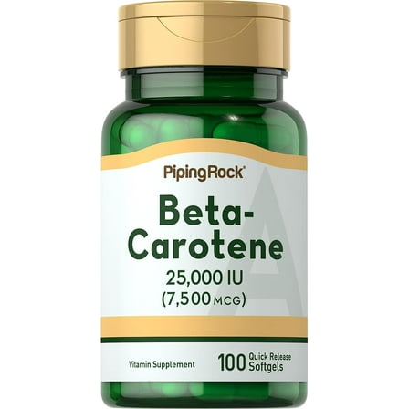 Beta Carotene Softgels | 25000 IU | 100 Count | Vitamin A Supplement for Men and Women | by Piping Rock