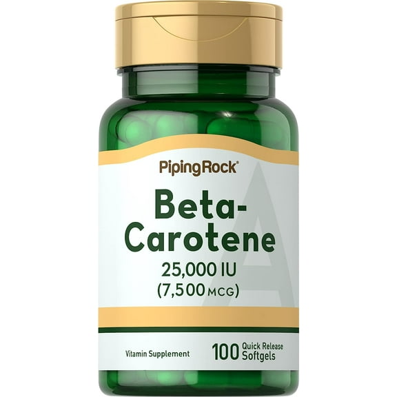 Beta Carotene Softgels | 25000 IU | 100 Count | Vitamin A Supplement for Men and Women | by Piping Rock