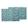 thumbnail image 3 of S4Sassy Green Tropical Leaves & Flamingo Bird Washable Printed Dining Reversible Tablemats With Napkins Set, 3 of 3