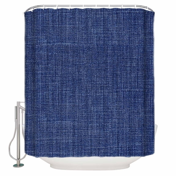 Shower Curtain, Navy Blue Retro Linen Waterproof Shower Curtain Set with Hooks for Bathroom Showers,Stalls and Bathtubs,72x72In Solid Color