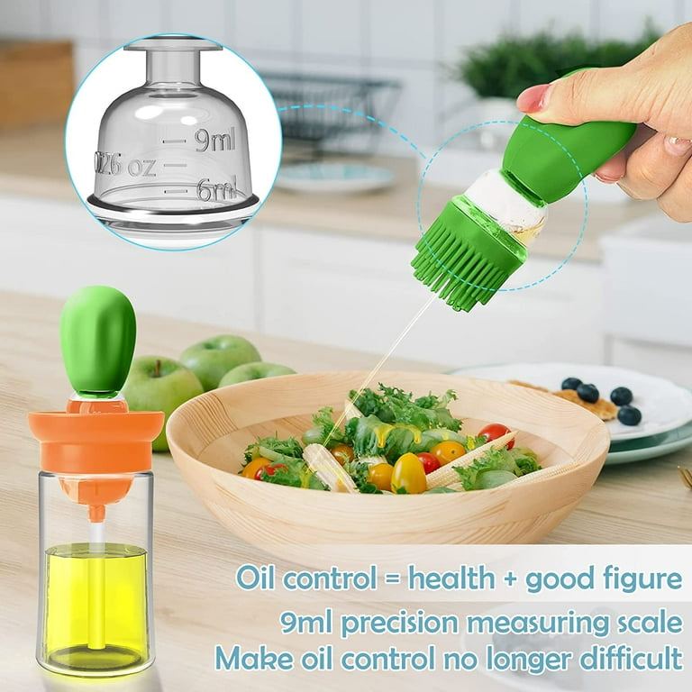 Glass Olive Oil Dispenser Bottle With Silicone Brush 2 In 1, Silicone  Dropper Measuring Oil Dispenser Bottle 