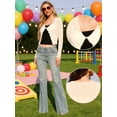 thumbnail image 2 of DARING DIVA Women's Bolero Shrug Sheer Mesh Tie Front Textured Crop Shrug M Beige, 2 of 6
