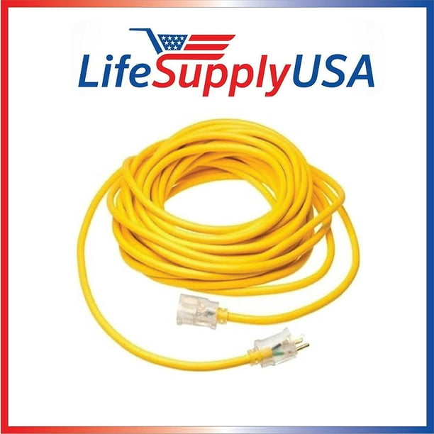 MAXIMUM 100-ft 12/3 Outdoor Extension Cord with 3 Grounded Outlets, Lighted  End and Locking Connector, Yellow/Black