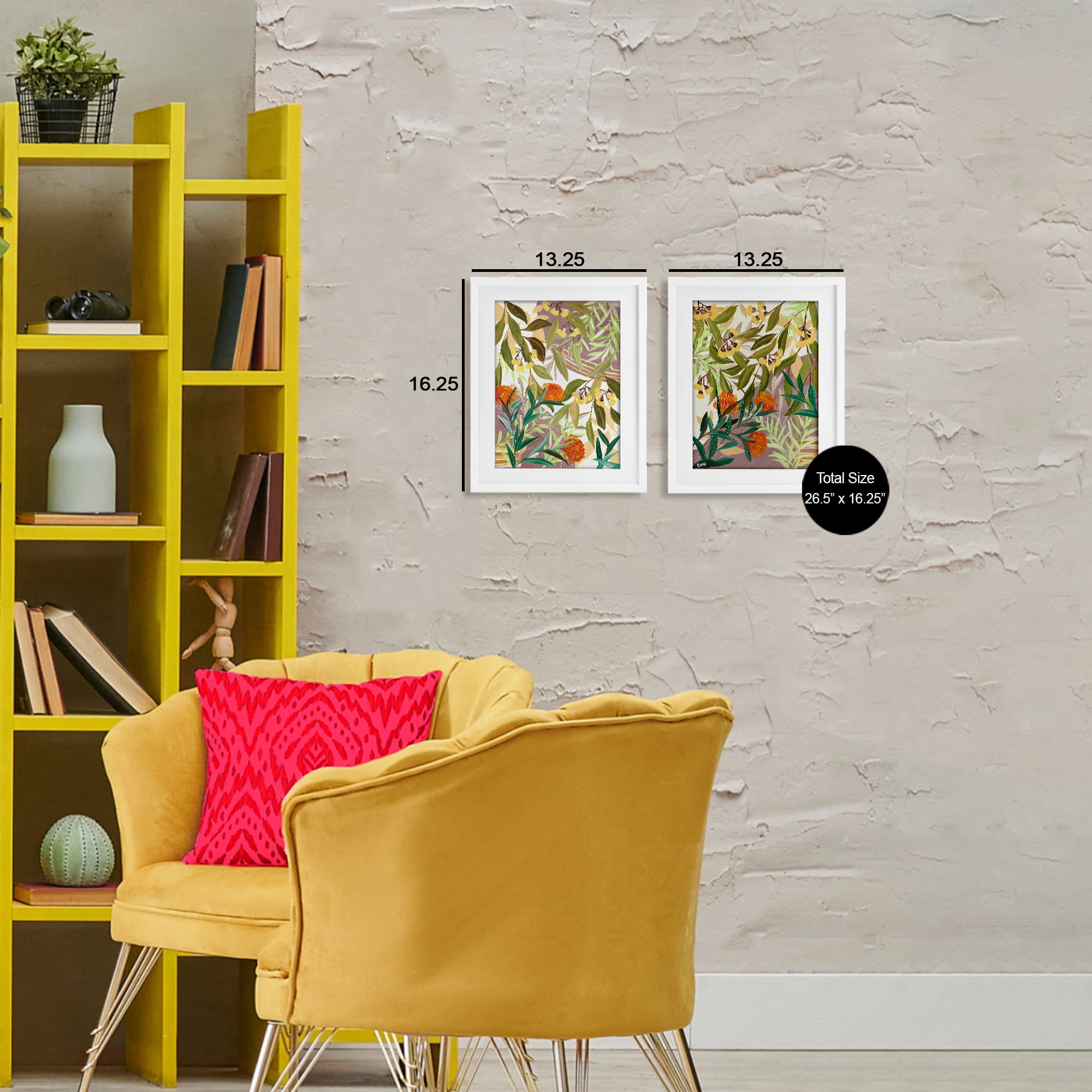 Stupell Industries Walk With Me Botanicals 2 Piece White Framed Print Under Glass Set, design by Dani Heyward