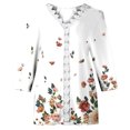 thumbnail image 4 of Women Lace Trim Fashion Tops Short Sleeve T Shirts Summer Dressy Casual Floral Print V Neck Graphic Tee Blouses (XX-Large, White 04), 4 of 4