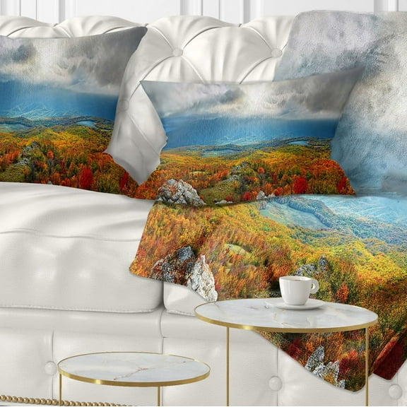 Designart Autumn in Crimean Mountains - Landscape Photography Throw Pillow - 12x20