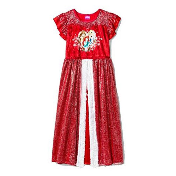 Disney Princess Girls Holiday Red Christmas Nightgown, Small 6-6X