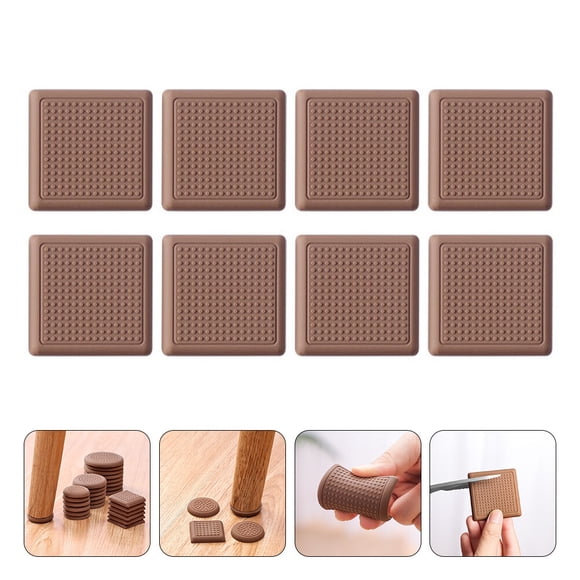 Milisten 8pcs Furniture Gripper Pad Brown Rubber Quiet Movement for Store