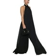 thumbnail image 3 of hirigin Women Sleeveless Halter Jumpsuit, Backless Wide Leg Solid Color Cool Summer Clothing, 3 of 9