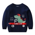 thumbnail image 2 of Godderr Kids Baby Boys Knit Sweaters Top Autumn Winter Sweatshirt Warm Crew Neck Long Sleeve Dinosaur Print Sweaters Tops for Toddler for 2-8Y, 2 of 5