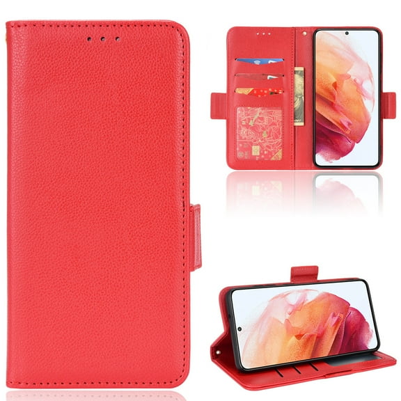 Allytech Galaxy S22 Ultra 5G Wallet Case, Lychee Pattern PU Leather Anti-Scratch Flip Folio Stand Magnetic Case with Card Slots Holders Purse Pouch Case for Samsung Galaxy S22 Ultra 2022, Red