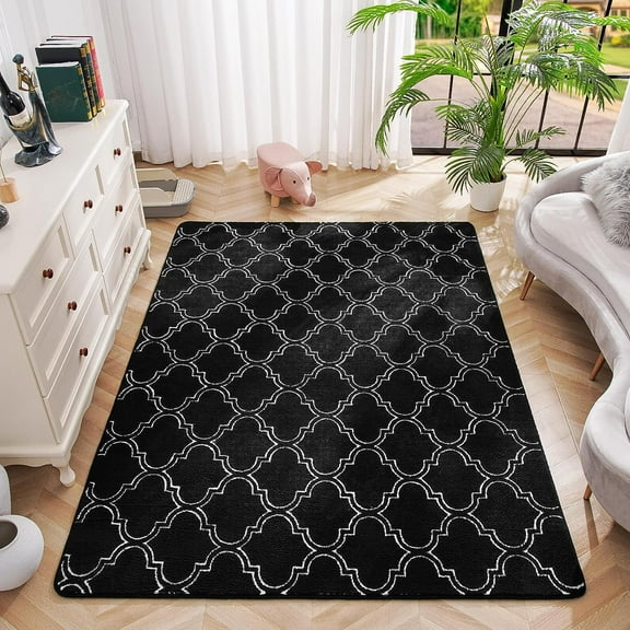Lochas Soft Modern Area Rug Boho Geometric Rugs for Bedroom Living Room Nursery Modern Home Decor Carpet,4'x6',Black & White
