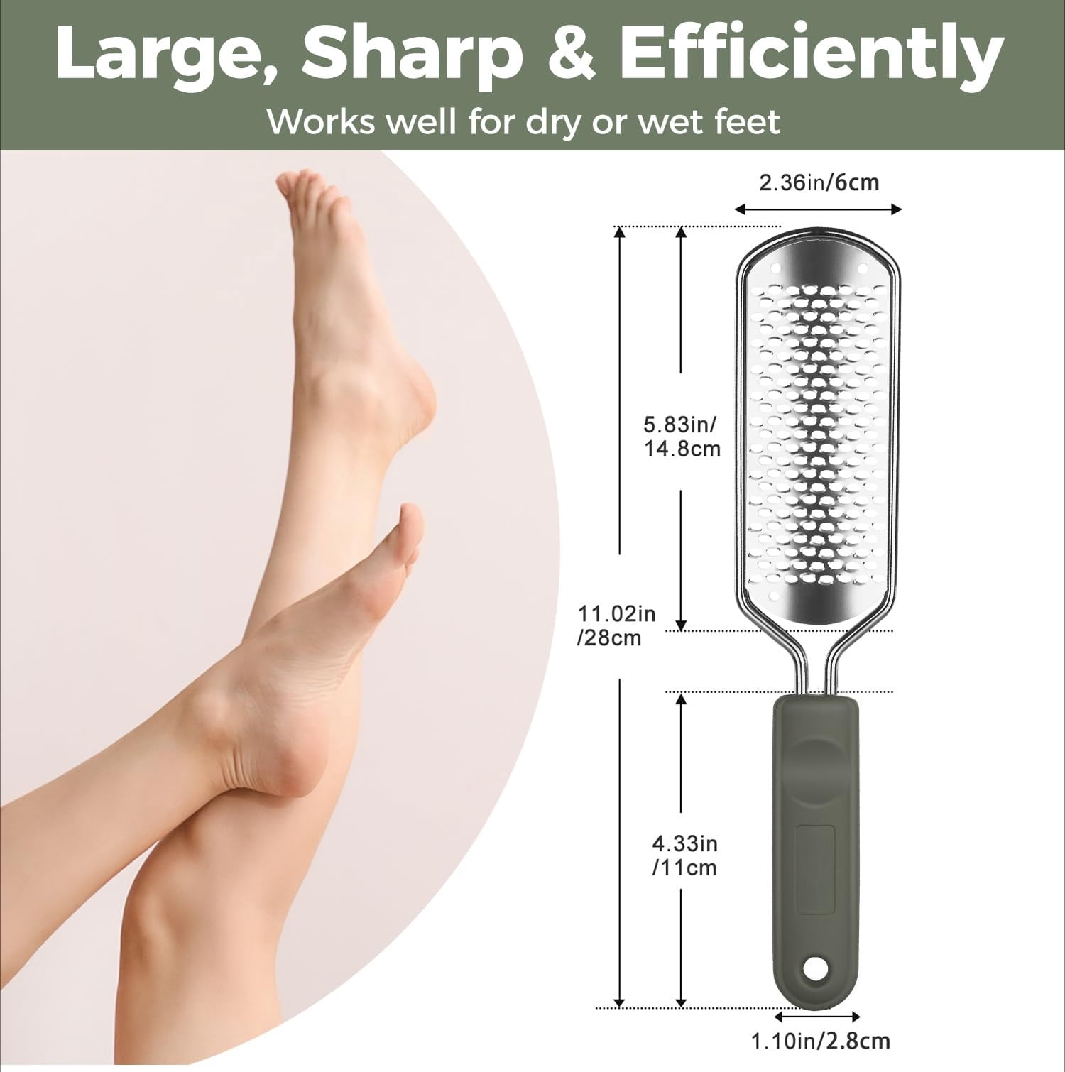 Foot File Foot Scrubber Pedicure - Callus Remover for Feet Professional Grater Rasp Foot Scraper Corns Callous Removers Cracked Dead Skin Remover for Dry and Wet Feet (Golden)