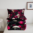 thumbnail image 5 of Homewish Hipple Skull Twin Comforter Sets,Gothic Romantic Rose Bedding Set,Happy Halloween Duvet,Black Reversible,2 Pieces,1 Comforter and 1 Pillowcase, 5 of 7