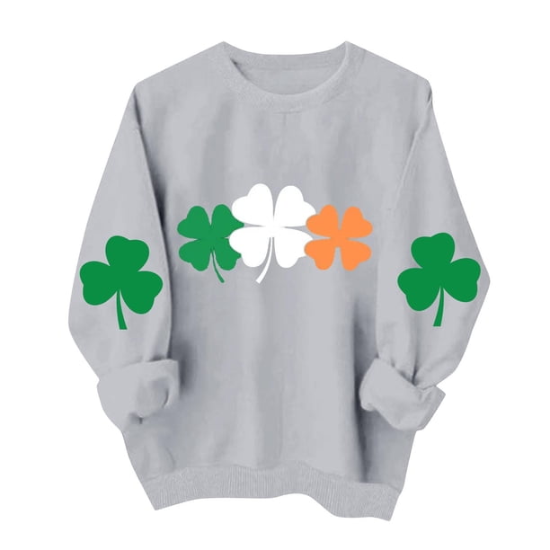 Suéteres de Manga Larga de Mujer con Cuello Redondo Impreso Suelto Casual para la Fiesta Del Día de San Patricio Y el Uso Diario