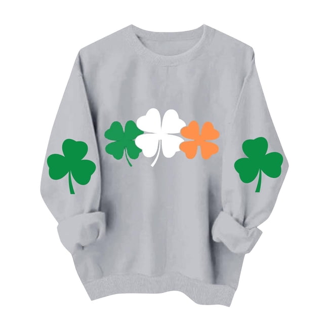 Tauxra Chandail de la Saint-Patrick pour Femmes à Manches Longues, Col Rond, Coupe Ample, Blouse Tunique Décontractée