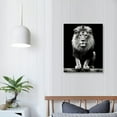 thumbnail image 3 of ARISTURING  - Lion Canvas Print,Portrait of Beautiful Lion in the Dark Wall Art Stretched Wood Frame,Black and White Animal Canvas Pictures for Living Room Decoration,Ready to Hang, 3 of 4