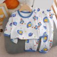 thumbnail image 2 of TOWED22 Toddler Newborn Boys Outfits 2 Piece Printed Long Sleeve Cotton Top Elastic Waist Pants Casual Warm Winter Clothes Set(Dark Purple,18-24 M), 2 of 4