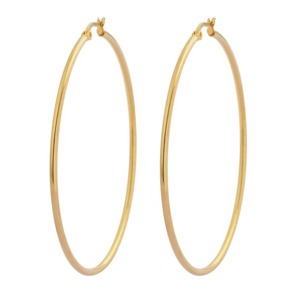 Edforce 18k Gold Plated Stainless Steel Rounded Hoops Earrings (60mm Diameter)