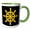 Green/White, variant on 3drose, Image of a Ship Helm, Steering Wheel. Yellow on Black. Sailing Charm, 11oz Magic Transforming Mug