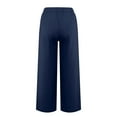 thumbnail image 5 of WULMLEO Linen Pants Women Spring Summer Dressy Casual High Waisted Drawstring Pant Cotton Straight Leg Lounge Trousers Dark Blue 2XL, 5 of 7