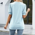 thumbnail image 4 of Dyegold Summer Tops for Women 2023 Trendy, Women Puff Sleeve Tops Dressy Casual Solid Color Crochet T-Shirts 2023 Summer V-Neck Blouses Casual Flowy ​Tunics, 4 of 5