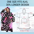 thumbnail image 4 of Oversized Wearable Blanket Hoodie,Pink Leopard Pattern Sherpa Blanket Hoodie with Super Pockets,Super Warm Fuzzy Pullover for Women & Men, 4 of 6