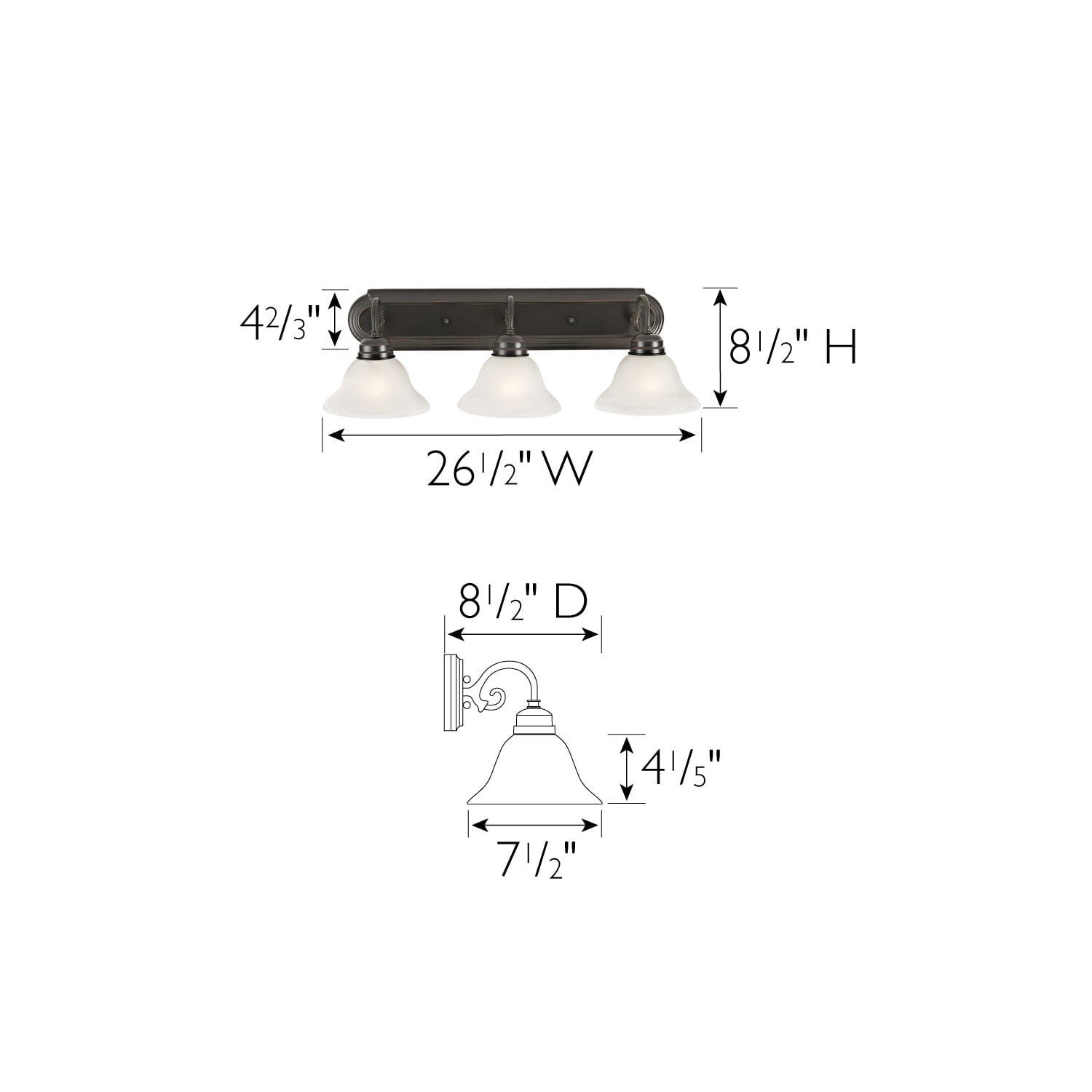 Design House Millbridge 3-Light Dimmable Wall or Vanity Light, Oil Rubbed Bronze