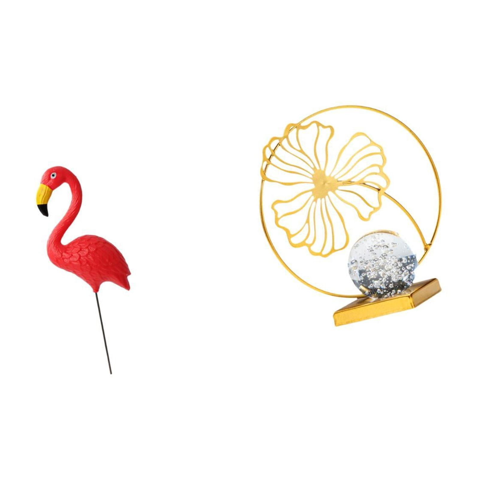 Dualoai Flamingo Leaf Garden Statue Figurine Ornament Sculpture for Holiday Spring Birthday Gift Collectible Yard Art Decorative Stake for Backyard Fairy Garden Bookshelf Office Fireplace Desk