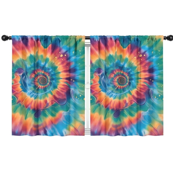 Blackout Kids Curtains,Colorful Rainbow Tie Dye Spiral Pattern Childrens Insulated Curtains Set Of 2,Bedroom Essentials,Toddler Room Decor 42"x54"