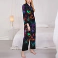 thumbnail image 3 of Honeii Futuristic Cat Warrior print Women's Pajama Sets Long Sleeve Button Down Sleepwear Nightwear Soft Pjs Lounge Sets-Large, 3 of 7