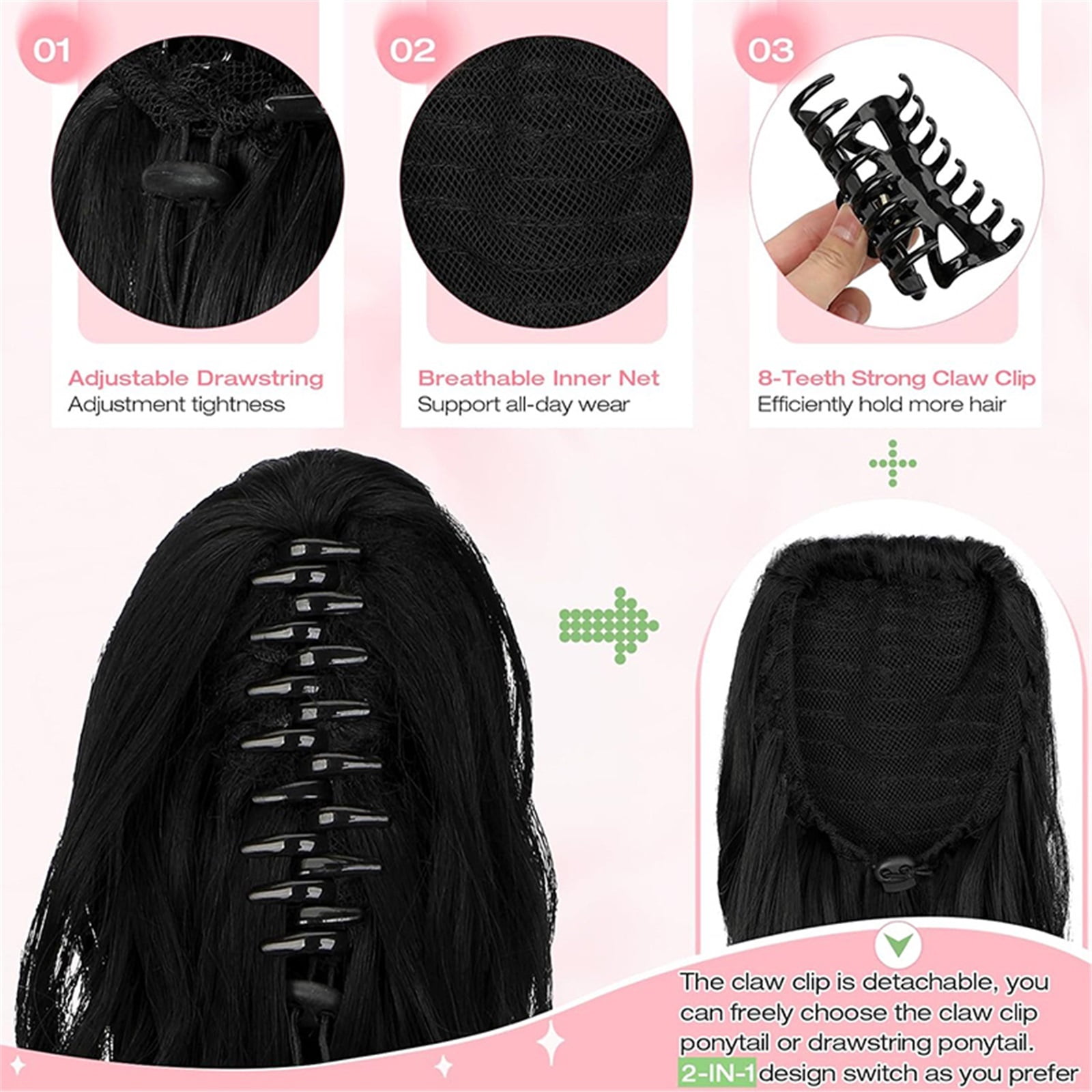 Claw Clip Ponytail Long Curly Wavy Pony Tails Hair Extensions Synthetic Horse Tail Hairpiece